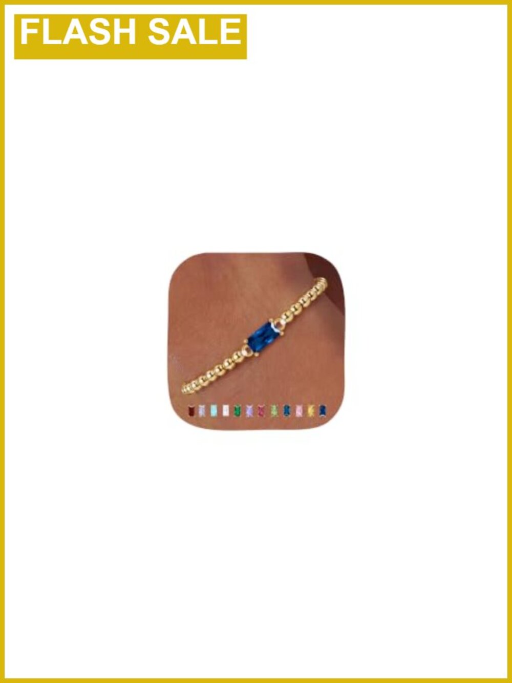 14K Gold Plated Beaded Birthstone Bracelet Elastic Stackable Women Jewelry